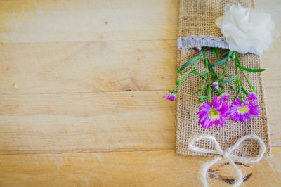 High angle view of flower decoration on table