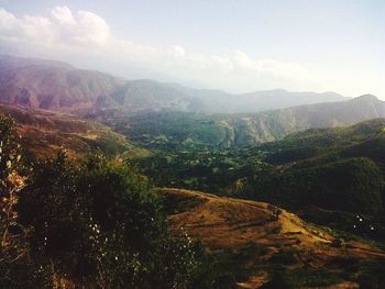 Scenic view of mountains against sky