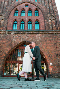 Man and woman, wedding in the old town 