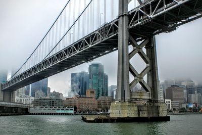 Suspension bridge over river