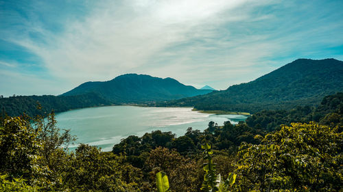 Scenic view of landscape and mountains against sky