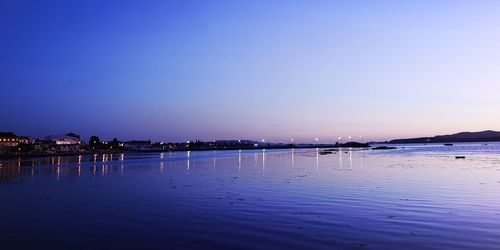 Scenic view of sea against blue sky