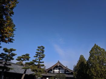 Low angle view of building against blue sky