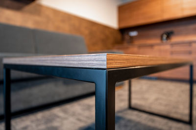 Close-up of wooden table