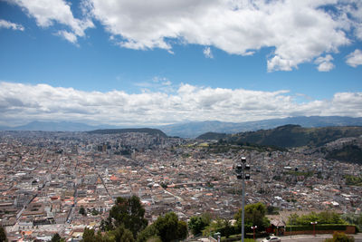 High angle view of townscape against sky