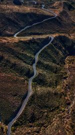 High angle view of road on land