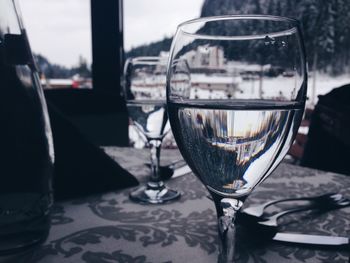 Close-up of wine glass on table in restaurant