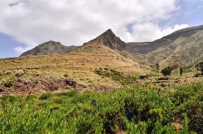 Scenic view of mountains against sky