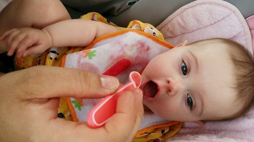 Close-up of baby girl