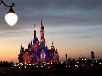 Illuminated city at dusk