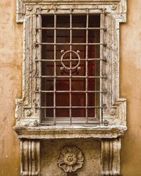 Close-up of window on old building