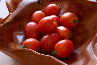 High angle view of tomatoes on table