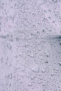 Full frame shot of raindrops on glass window