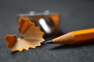 Close-up of pencil on table