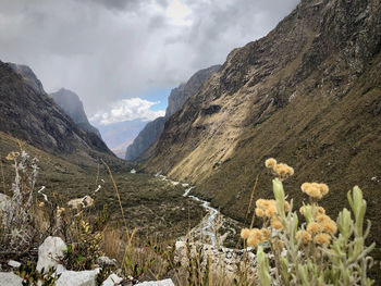 Scenic view of mountains against sky