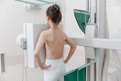 Woman having mammography scanning