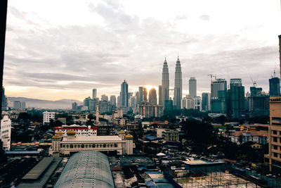 High angle view of buildings in city