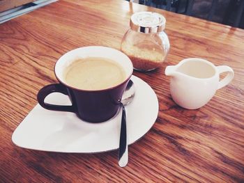 Coffee cup on table