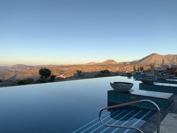 Scenic view of swimming pool against clear sky