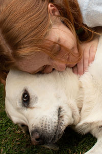 Close-up of woman lying down