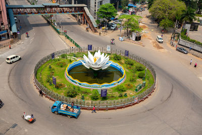 High angle view of city street