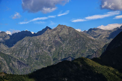 Scenic view of mountains against cloudy sky