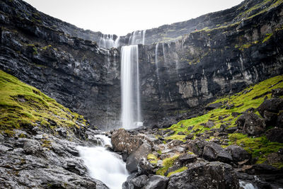 Scenic view of waterfall