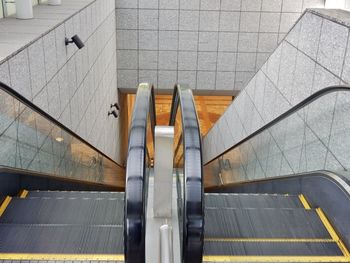 High angle view of escalator in building