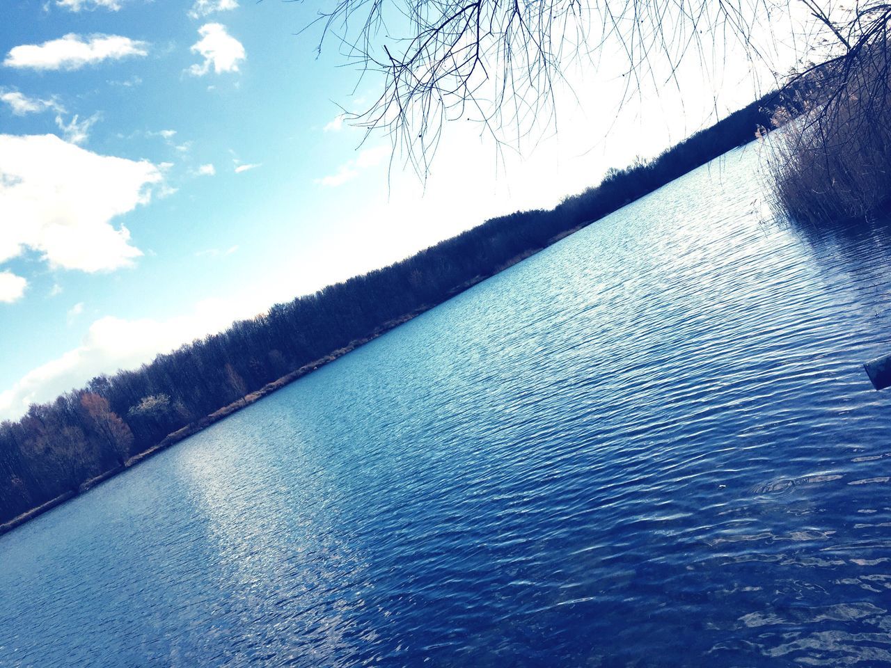 water, waterfront, tranquility, tranquil scene, tree, sky, rippled, scenics, nature, beauty in nature, river, lake, day, idyllic, outdoors, no people, cloud - sky, non-urban scene, cloud, blue