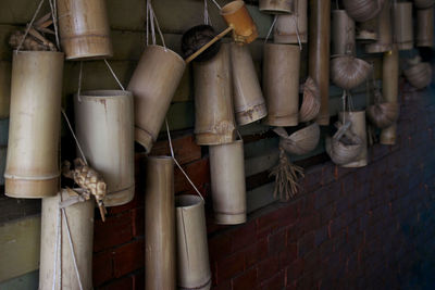 Close-up of pipes against wall