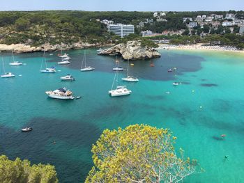 Panoramic view on cala galdana, minorca with its wonderful turquoise water