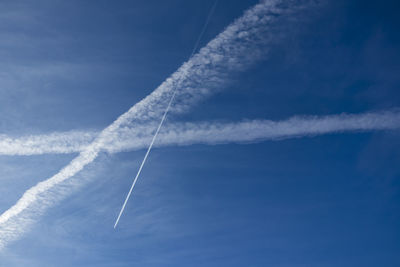 Blue sky and the plane on the route