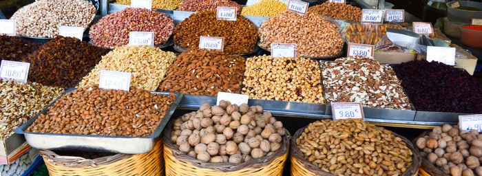 Various food for sale at market stall