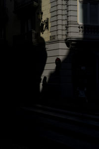 Silhouette person walking on street in city at night