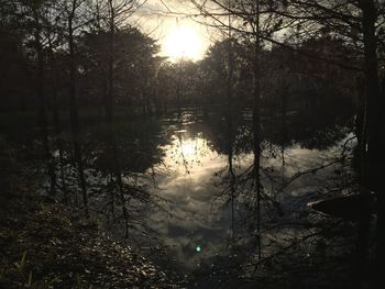 Scenic view of lake at sunset