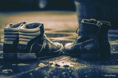 Close-up of shoes on floor