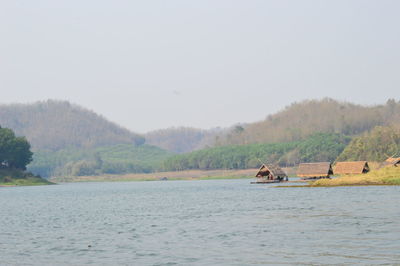 Scenic view of lake against clear sky