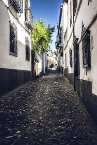 Narrow alley amidst buildings in city