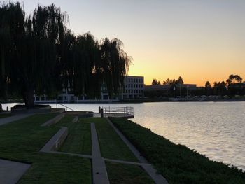 Scenic view of lake against clear sky