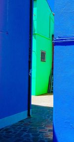 Blue door of building