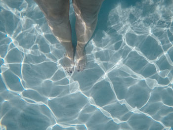 Low section of person swimming in pool