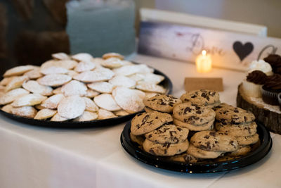 Close-up of cookies in plate on table