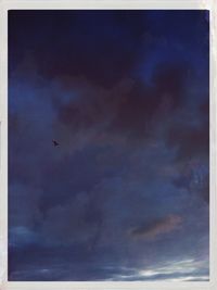 Low angle view of silhouette bird flying against sky