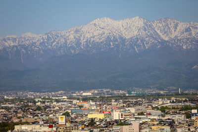 High angle view of townscape against sky