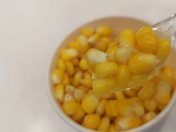 High angle view of breakfast in bowl on table