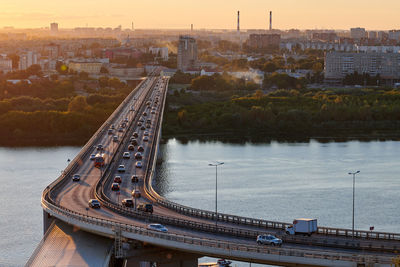 High angle view of bridge over river