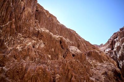 Low angle view of rock formation against sky