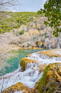 Scenic view of waterfall