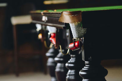 Close-up of pool table