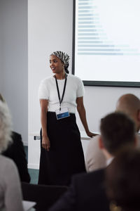 Woman having presentation during business meeting